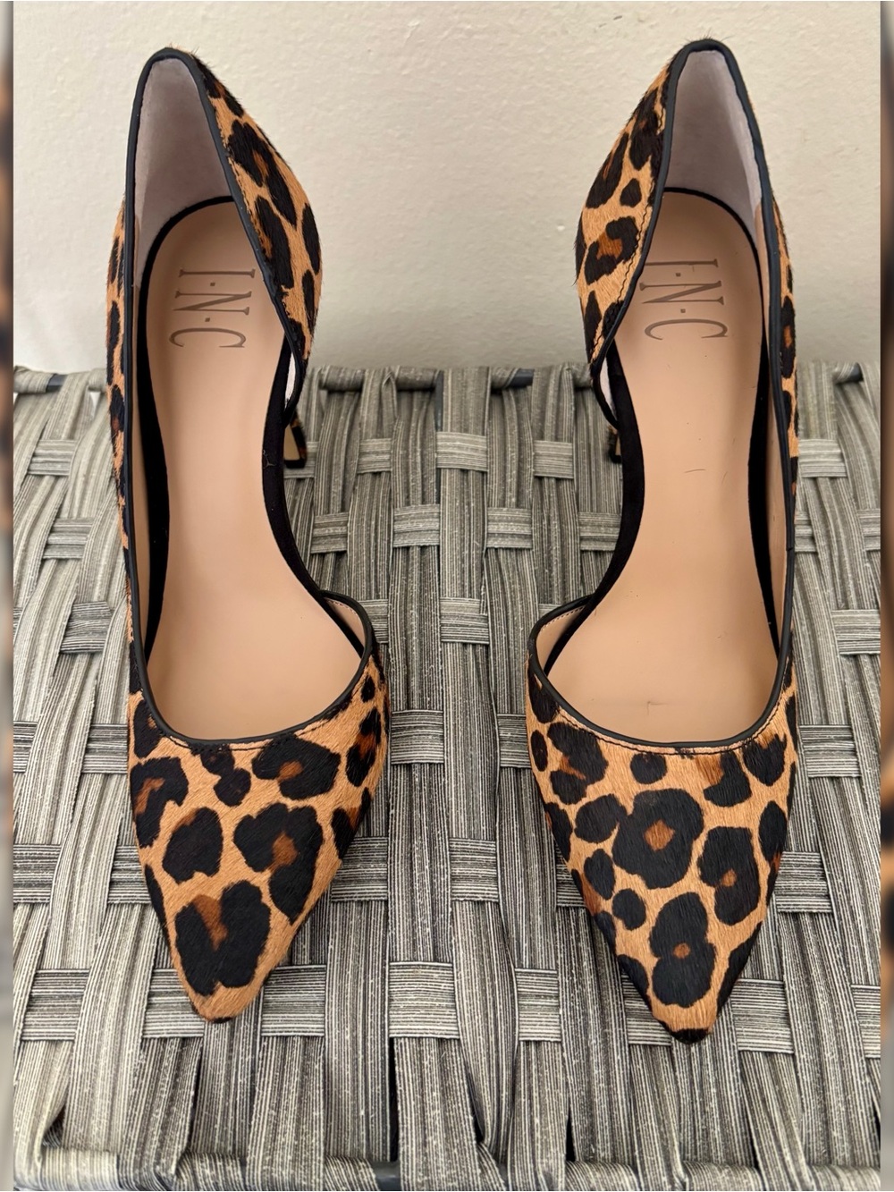 INC International Concepts Leopard Print Pointed Pumps in Tan and Black